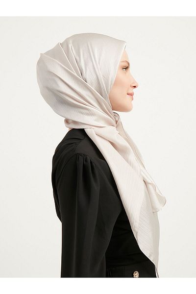 Saless Hijab Women's Janjan Crinkle Evening Scarf-Latte- 100X100Cm