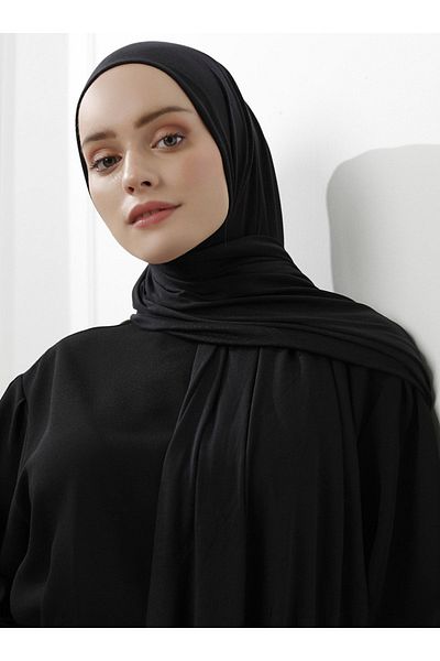 Saless Black Lycra Viscose Combed Shawl - 70x180cm