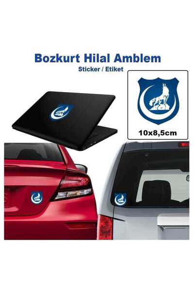 Genel Markalar Mavi Hilal Bozkurt Arma Araç Oto Cam Laptop Etiket Sticker, Ke...
