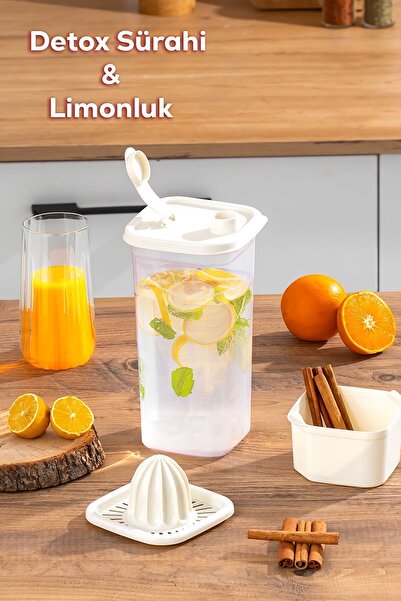 Porsima 06-1109 Sızdırmaz Kapaklı Detoks Sürahi-matara & Limonluk -şerbetlik -şeffaf 1 ,5 L