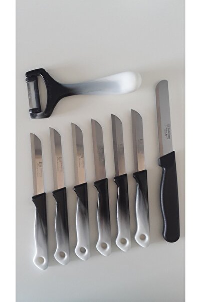 Solingen 6 سكين فواكه أسود رخامي، مقشرة مستقيمة ومجموعة سكاكين تقطيع مسننة صغيرة