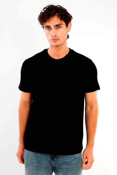 Trend42plus Чоловічий велосипедний комір 100% бавовна, щільна тканина, чорний футболка