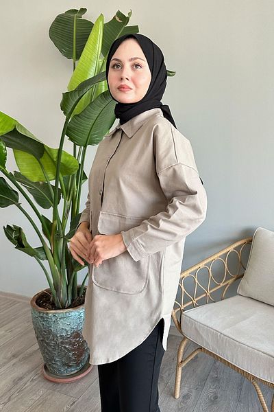 InStyle جاكيت جبردين حجري - قطع كبير الحجم