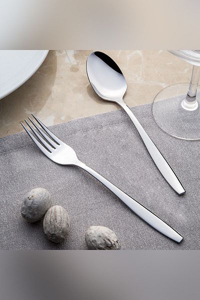 Nehir Silver Sahra Simple 60 Piece Family Cutlery Set