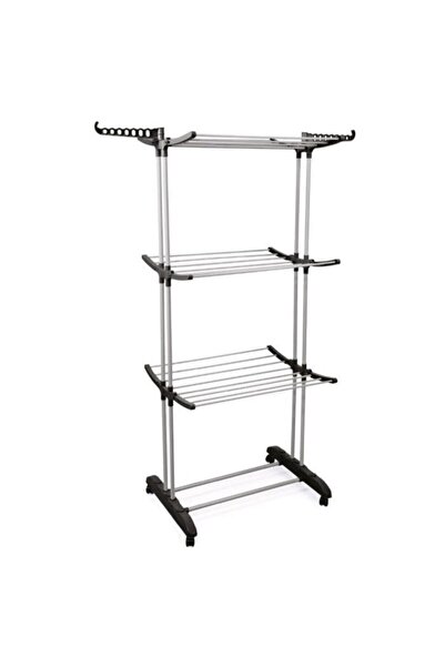 GÜVEN Tiga 3 Katlı Tekerlekli Çamaşır Kurutmalığı