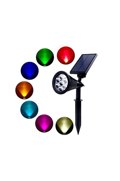 Unichrome 4 Adet 7 Watt Solar Güneş Enerjili Kazıklı Çim Armatür Amber RGB Ct...