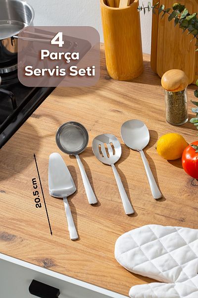 Porsima Sidney 4 Piece Mini Sauce Serving Set - Stainless Steel, Shovel Ladle and Spoon Colander