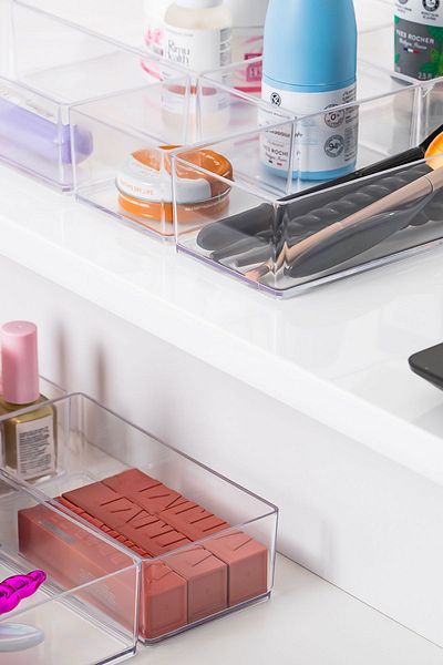 Porsima G-216 Sabrina 6-Piece Jewelry Accessory Organizer Box - Multi-Purpose Drawer Jewelry Organizer Transparent