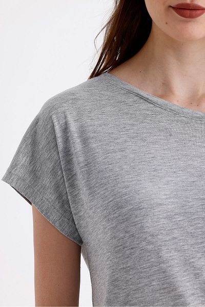 SİSTERS2HC Viscose Mercerized Boat Neck Single Shoulder T-shirt