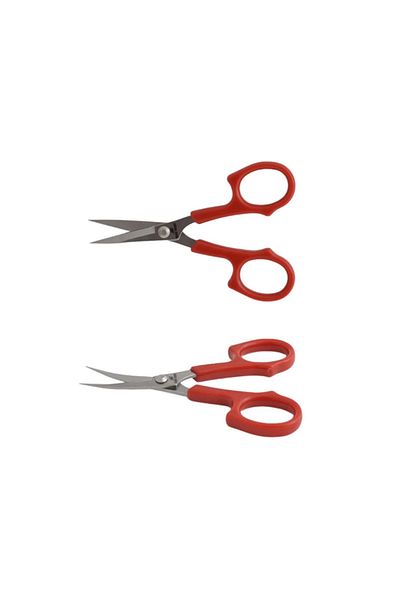 Hard Steel EmbroiDery Scissors Set of 2 - Plastic, HanDle CUrveD, CUrveD anD Flat Tip