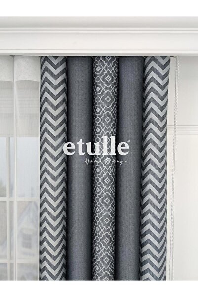 Etulle Akıllı Dikey Tül Perde King 09 Beyaz Baskılı