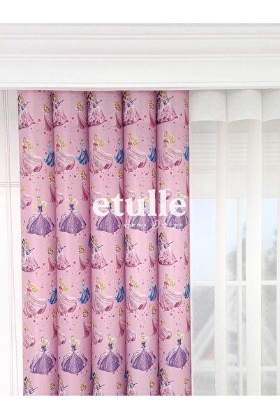 Etulle Akıllı Dikey Tül Perde Cinderella Çocuk Odası Baskılı