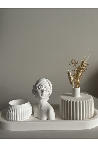 Louve Store Scandinavian Style Decorative Vase - Figurine and Tealight Candle Holder Set with Women's Figures