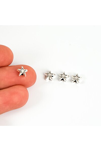 yfhobi 10 Adet - 7 Mm, Yıldız Desenli Metal Uç, Ortadan Delik Zamak Ara Parça...