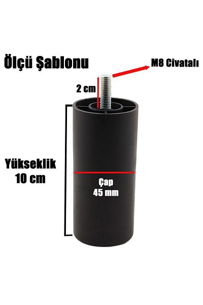 Badem10 Mobilier Canapea Fotoliu Baza Upgrade M8 Șuruburi Dinți Fini Suport Picior Picioare Negru 10cm 8Buc