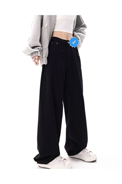 LAMİRAMOOD Adjustable Waist BAGGY Black Jeans - Jean Loose Fit