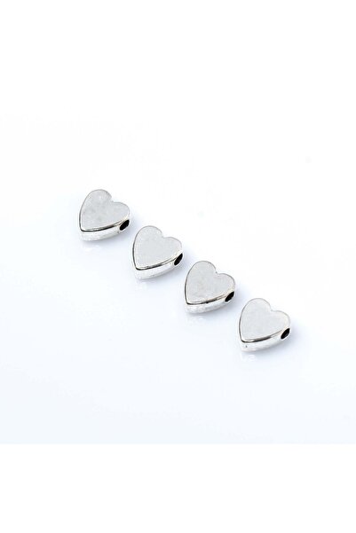 yfhobi 4 Adet - 9 Mm, Kalp Desenli Metal Uç, Ortadan Delik Zamak Ara Parça, B...