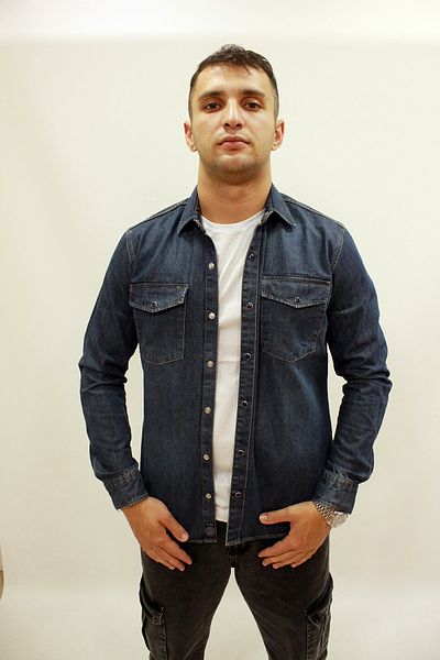 Twister Jeans Мъжка дънкова риза EG 1849 синя - двойни джобове и тик-так копчета