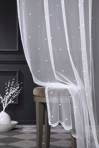MAGİZA White Tulle Curtain - Does Not Want Ironing, 1e 2.5layer Normal Pleat, Suitable for Living Room, Kitchen, Balcony and Children's Room