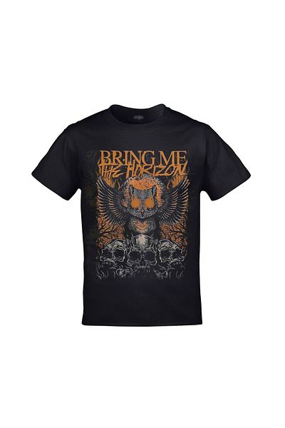 Orijin Tekstil Bring Me The Horizon Owl Printed Unisex Black Tshirt