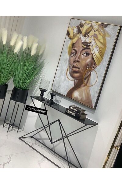 zdesignhome Modern Antre ve Salon İçin: 120x30x85 cm Siyah Metal Dresuar –