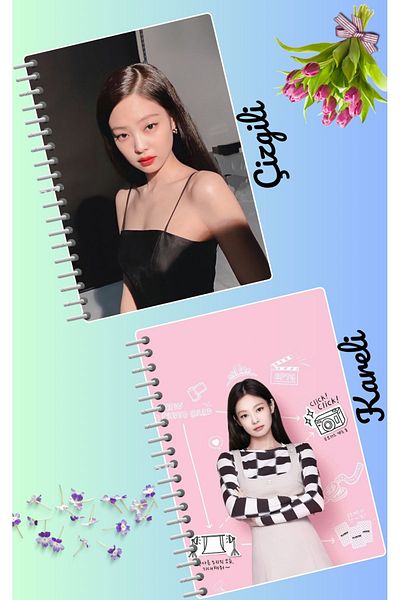 animeandyourworld Jennie blackpink notebook set 2 pcs A4 size 21*30 lined + checked 60 syf