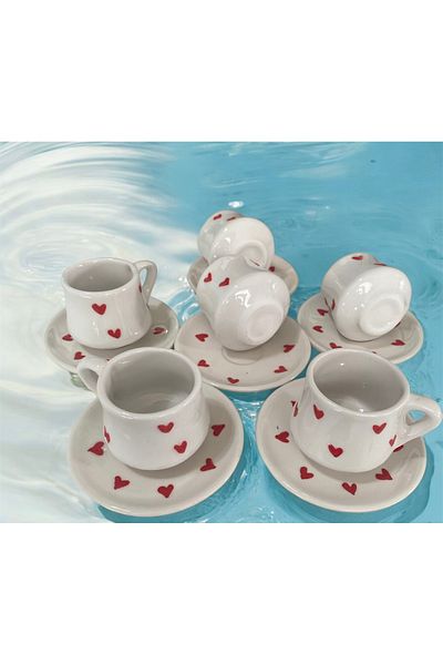 şeffafavm 12 Piece Ceramic Cup - Handmade