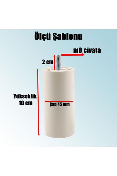 Badem10 Mobilier Canapea Fotoliu Baza Upgrade M8 Șuruburi Dinți Fini Suport Picior Picioare Alb 10cm 8Buc