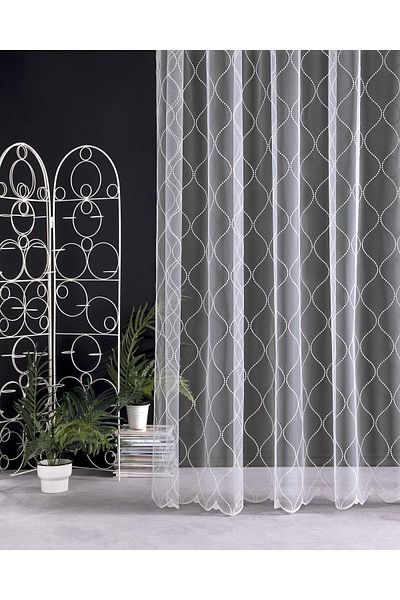 MAGİZA White Tulle Curtain - Polka Dots, No Ironing, 1e 3layers Close Pleat - Suitable for Living Room, Room, Kitchen, Balcony and Children's Room