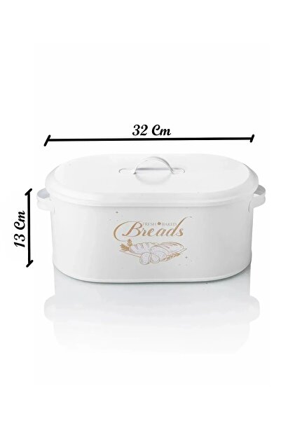 Bayev Patterned Metal Bread Storage Container - White, Box with Lid