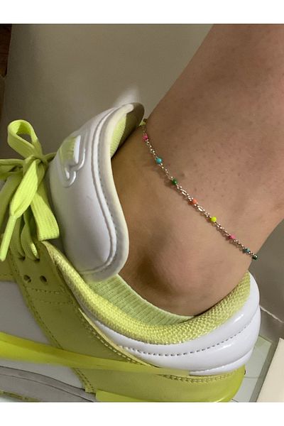 azra takı tasarım Women's Silver Colored Handmade - Anklet