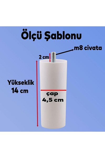 Badem10 Înălțător pentru scaun pentru canapea cu șuruburi M8 alb - Suport Incediş, 14 cm