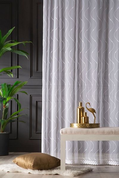 MAGİZA 1e 3layer Tulle Curtain Patterned Don't Want Iron Close Pleat - Suitable for Living Room, Room, Kitchen, Balcony and Children's Room
