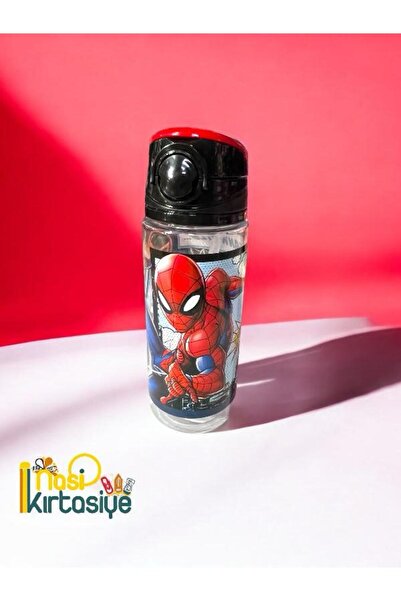 Nasip Kırtasiye Lisanslı Spiderman 500 ML Pipetli Plastik Matara & Suluk