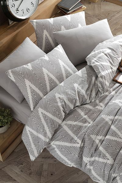 Eponj Home Σετ Παπλωματοθήκη Olivia Grey Single Easy-Iron