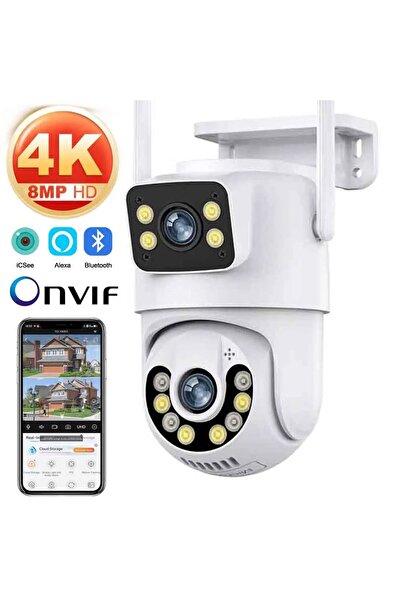 Kadraj 4K 8MP Çift Ekran Lens Wifi 2K Poz Kamera IP66 Su Geçirmez Otomatik İzleme Güvenlik Kamerası