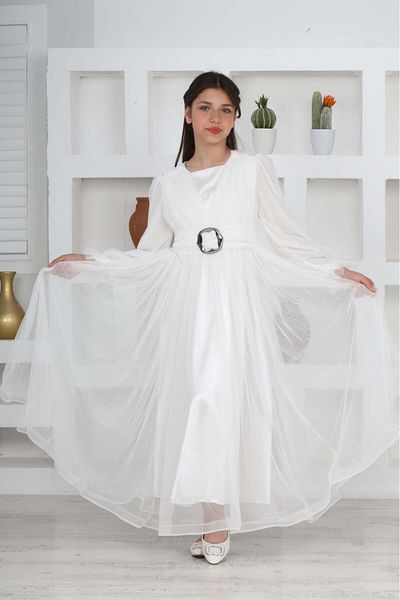 Pantulux Long Length Closed Young Girl Hijab Evening Dress