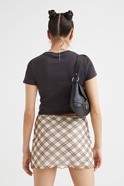 Babushka Fusta mini plasă albă în carouri