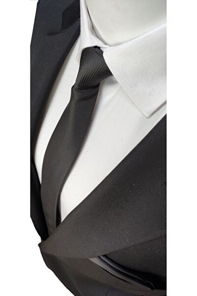 Elegante Cravatte Indigo Blue - Gri antracit - Culoare neagră Set de 3 cravate și batiste Dobby