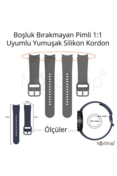 NovStrap Samsung Galaxy Watch 7 6 5 Pro 4 Fe 40 42 43 44 45 46 47 Mm Uyumlu Kordon Tam Kapatan Pimli Silikon
