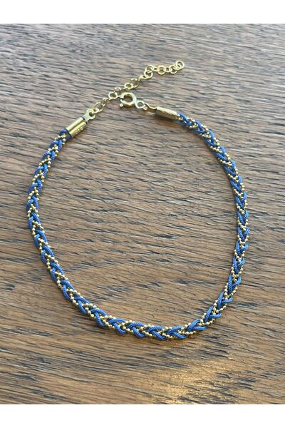emy by emel luxury silver jewelry Mavi İpek İp Halhal 925 Ayar Gümüş