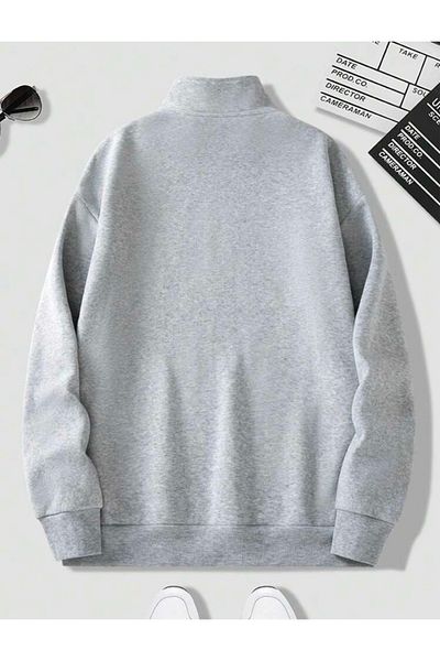 DEZZİİ Colorado Printed Gray Pullover Sweatshirt
