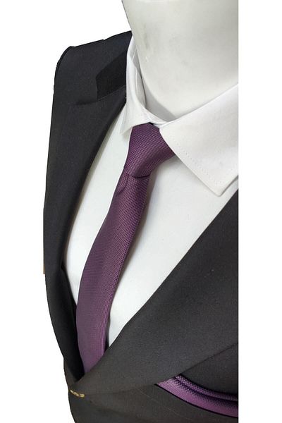 Elegante Cravatte Light Plum Colored Dobby Oxford Patterned Tie and Handkerchief