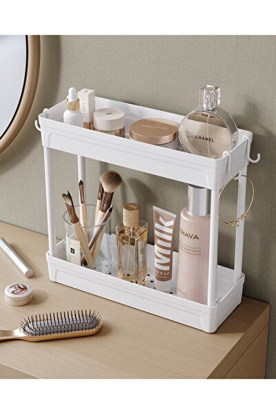 ATA HOME منظم الحمام والخزانة المعلق بطبقتين من رافاتا - منظم متعدد الأغراض تحت الحوض