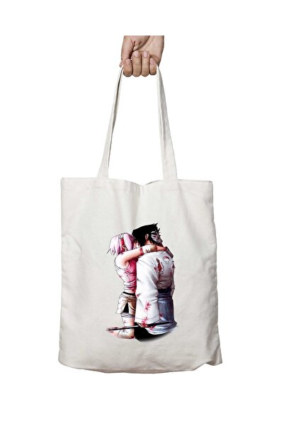 ART HEDİYE Sasusaku kissing - Two Sided permanent printed Washable Bag