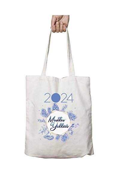 ART HEDİYE طباعة سنة جديدة سعيدة - حقيبة ندفة الثلج دائمة وقابلة للغسل