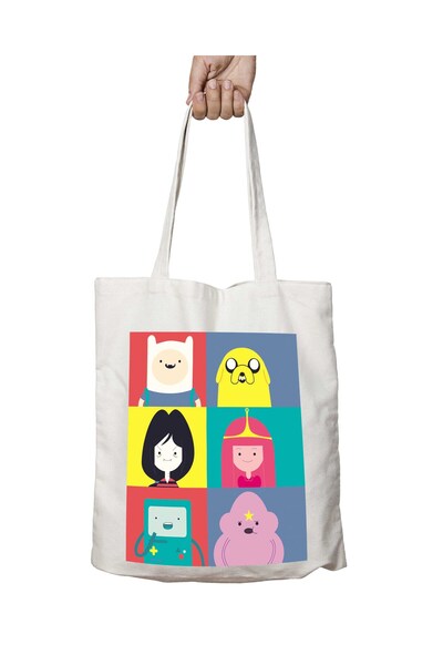 ART HEDİYE Adventure Time characters - Two Sided, Washable Shoulder Tote Bag