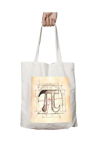 ART HEDİYE Pi Symbol Technical Drawing - Πλενόμενη τυπωμένη μόνιμη τσάντα