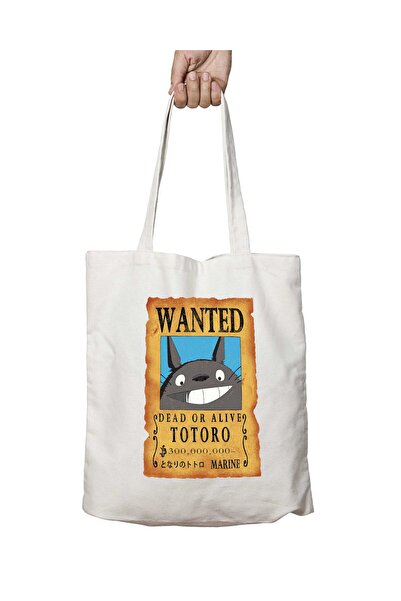 ART HEDİYE Wanted Totoro - Two Sides Permanent Printed, Washable Shoulder Tot...