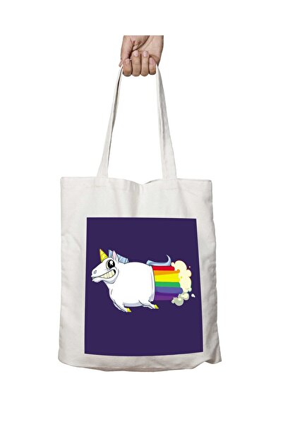 ART HEDİYE Unicorn Rainbow Pattern - Non-woven and Washable Bag, Both Sides P...